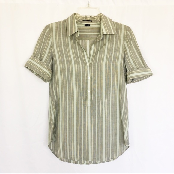 Theory Tops - Theory 100% cotton striped button up top S